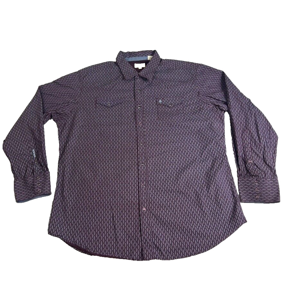 Stetson Shirt Mens 3XL Red Brown Button Up Long Sleeve Embroidered 11-001-0425-0